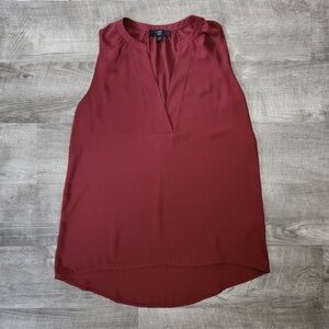 J.Crew 365 Maroon Semi Sheer Hi-Low‎ Tank Top Size XXS (Fits Larger)